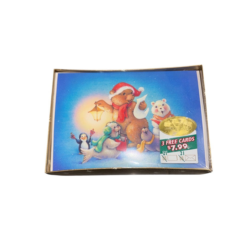 Hallmark Christmas Cards Boxed Set 21 Count Animals Caroling PX1317 Vintage New